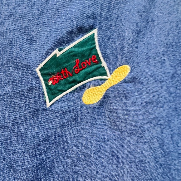 VTG Bobbie Brooks Womens Denim Blue Vest Cherries Apples Jars Plaid Trim XL - Picture 12 of 14